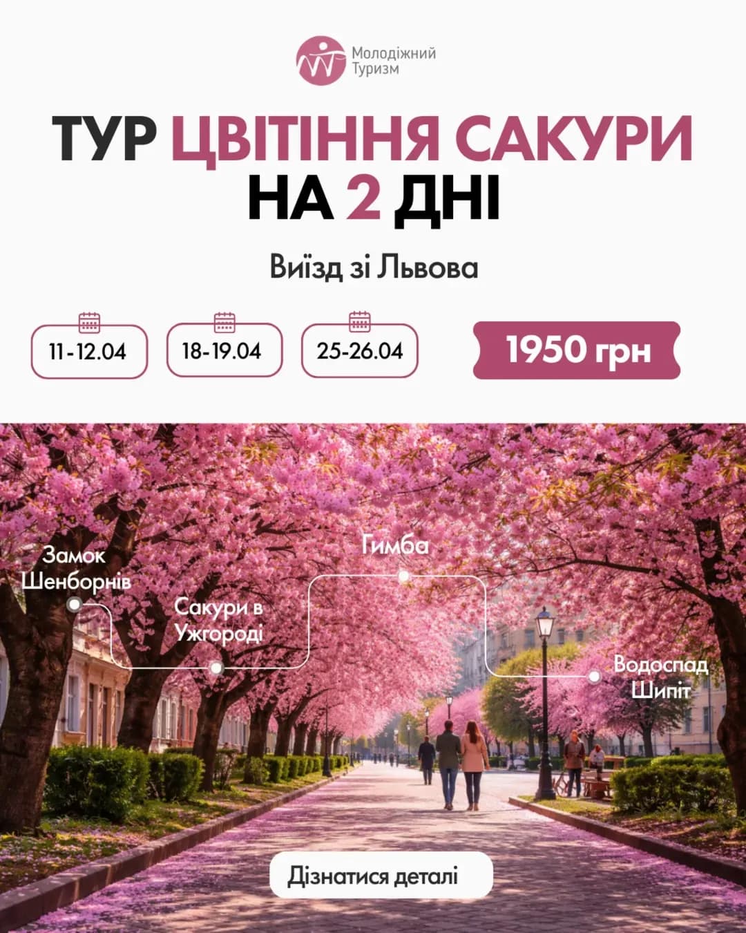 Тур «Цвітіння сакури у Закарпатті» (25-26 квітня)